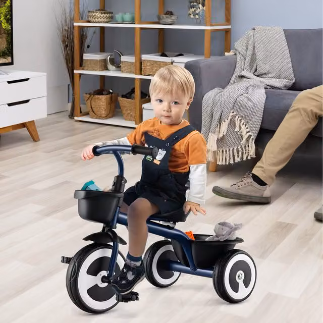 COSTWAY Kids Tricycle with Height Adjustable Seat in Blue