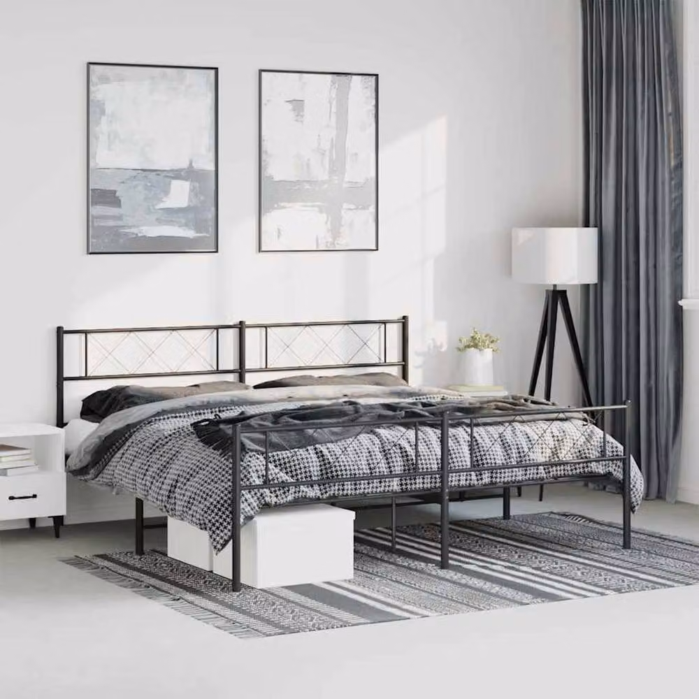 Berkfield Home Metal Bed Frame with Headboard and Footboard in Black 183 x 213 cm – 2