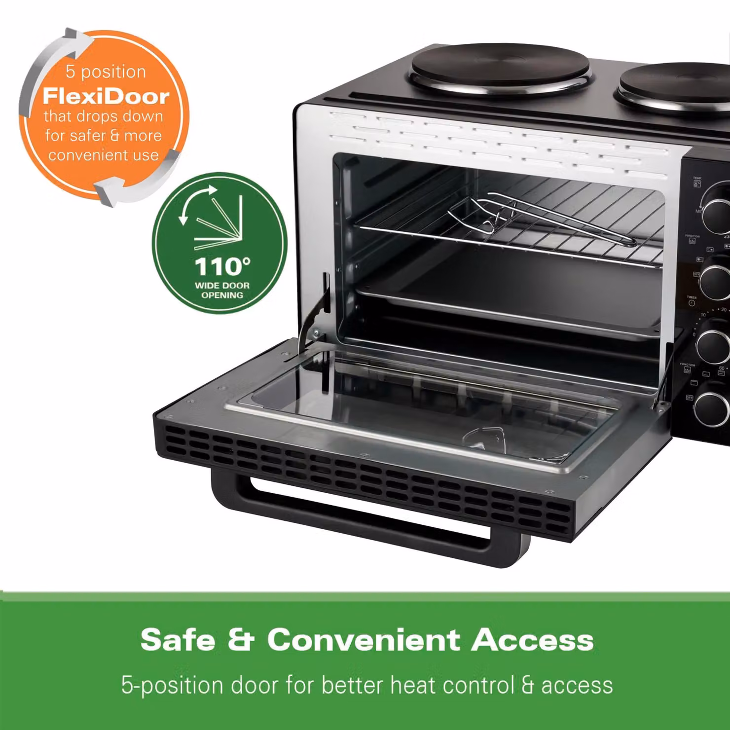 Hamilton Beach 28L Mini Oven with Double Hotplate in Black – 6