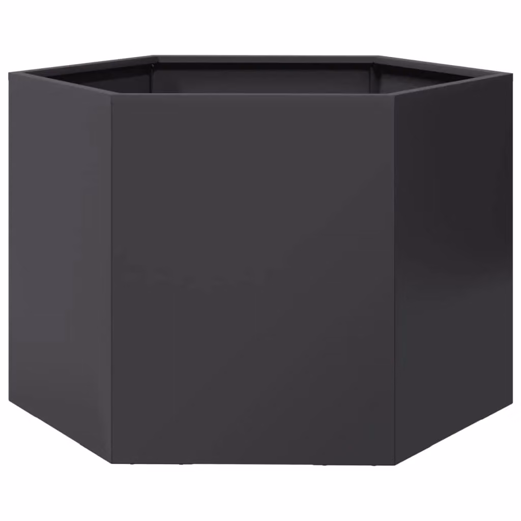 Berkfield Black Hexagon Steel Garden Planter W: 69 cm, D: 60 cm, H: 45 cm – 2