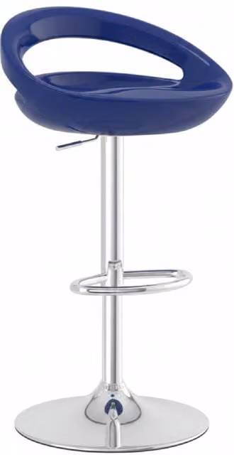 netfurniture Halfy Half Moon Retro Kitchen Bar Stool in Blue with Adjustable Seat Height