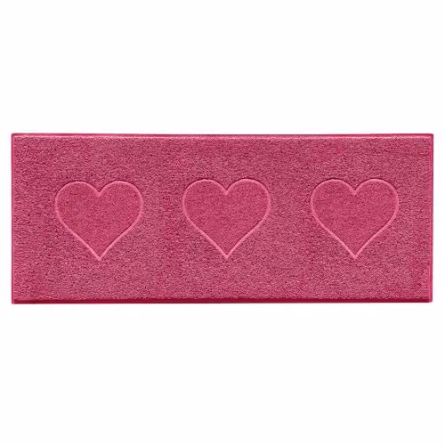 Nicoman Pink Heart Embossed PVC Spaghetti Runner Rug, W/D/H: 150 x 60 cm – 2