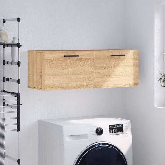 Berkfield Home Sonoma Oak Wall Cabinet in Brown, W: 100 cm, D: 36.5 cm, H: 35 cm