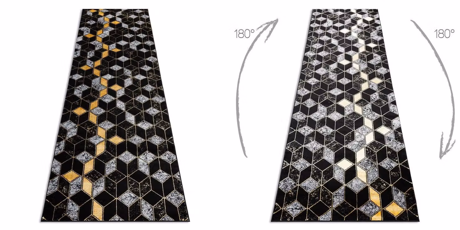 RugsX Gloss Runner in Black, W/D/H: 60 x 250 cm – 2