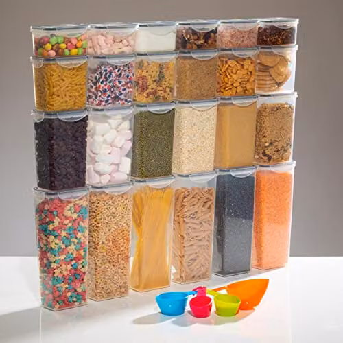 Gr8 Home 24 Piece Transparent Plastic Food Storage Container Set with Clip Seal Lids – 1