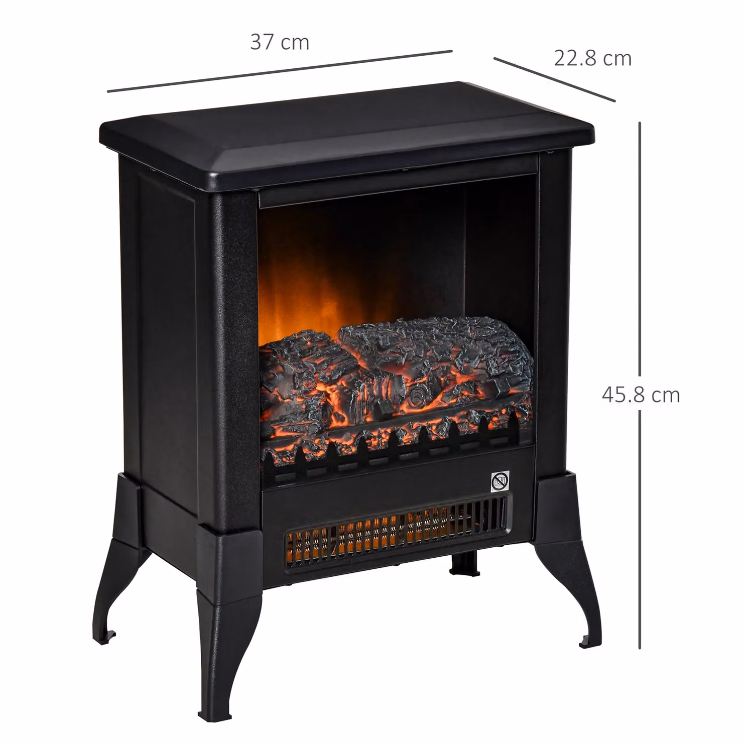 HOMCOM Freestanding Electric Fireplace Stove with Flame Effect and Overheat Protection in Black – 3