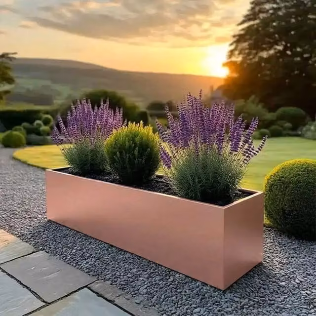 Access Garden Products Gold Galvanised Steel Trough Planter, W: 100 cm – 1