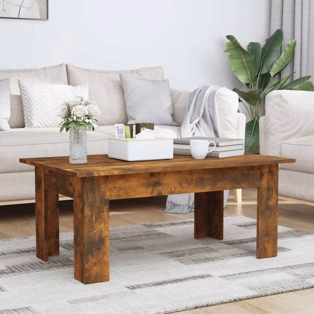 Berkfield Home Smoked Oak Coffee Table in Brown, W/D/H: 100 x 60 x 42 cm – 2