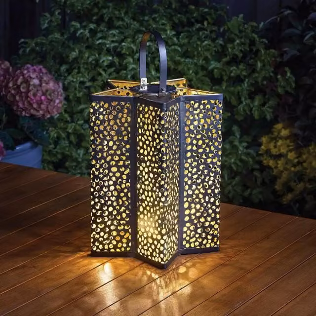 Marco Paul Silver Metal Star Shaped Solar Garden Lantern, 24 cm