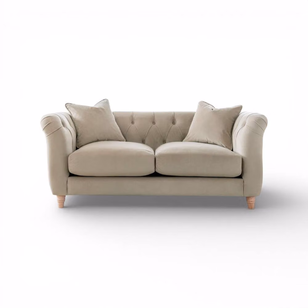 The Great Sofa Company Kensington 2-Seater Velvet Chesterfield Sofa in Beige – 2