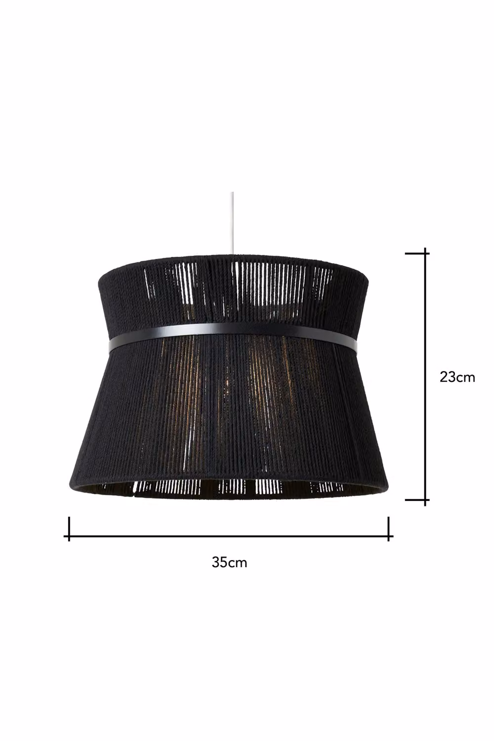 BHS Lighting Vera String Bound Easy Fit Cylinder Light Shade in Black, H 35 cm x W 23 cm – 3