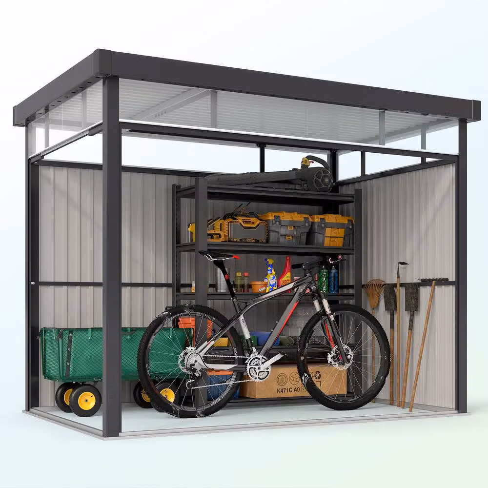 Rolipo Galvanised Steel Shed with Lockable Single Door and Window, Dark Grey, W/D/H: 161.5 x 201.0 x 162.0 cm – 8