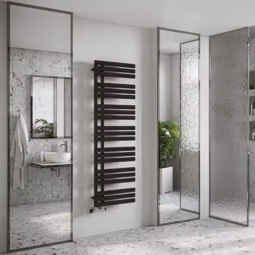 UK Radiators Percival Black Elliptical Tube Designer Heated Towel Rail, H: 159.2 cm, W: 50.0 cm – 2
