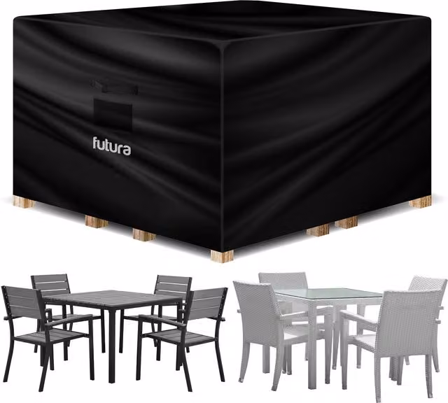 Futura Square Waterproof Garden Furniture Cover in Black, W/D/H: 200 x 200 x 90 cm