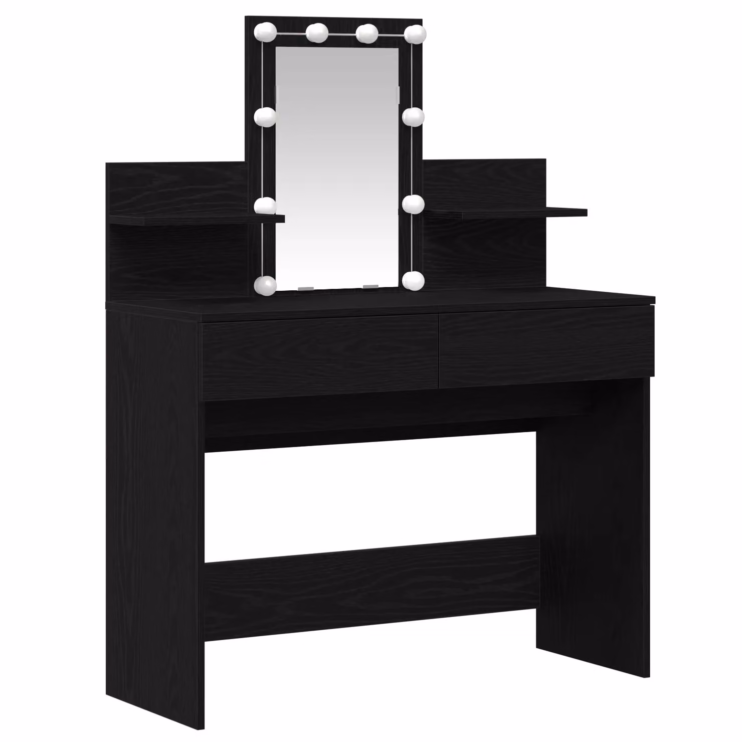 Berkfield Home Modern Black Oak Dressing Table with Hollywood LED, W/D/H: 100 x 40 x 130 cm – 2