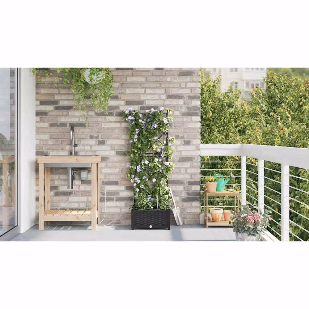 Berkfield Home Black Plastic Garden Planter Tub with Water Irrigation System W/D/H: 40 x 40 x 126 cm – 3