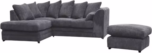 Snug Furniture Birmingham Ltd Grey Jumbo Cord Left Hand Corner Sofa with Matching Ottoman – 1