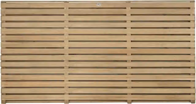 Forest Brown Impregnated Double Slatted Wood Fence Panel, Pack of 4, H: 180 cm, W: 91 cm, D: 180 cm
