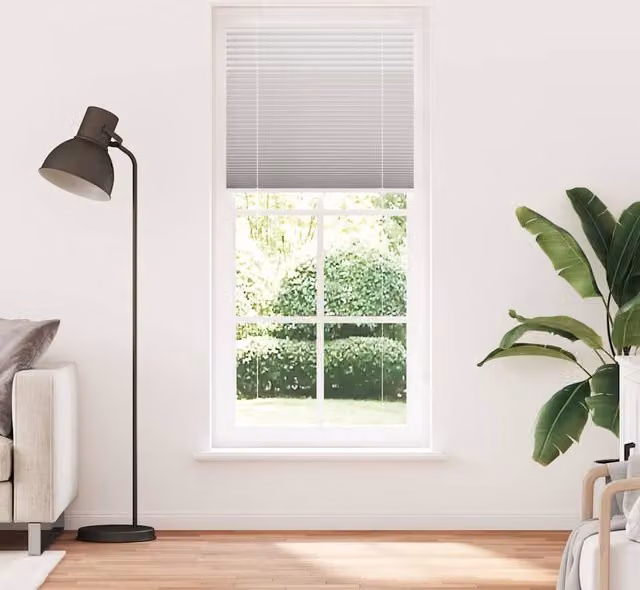 Berkfield Home Single Pleat Corded Blind in Light Grey, Polyester, W: 94.4 cm, H: 200 cm
