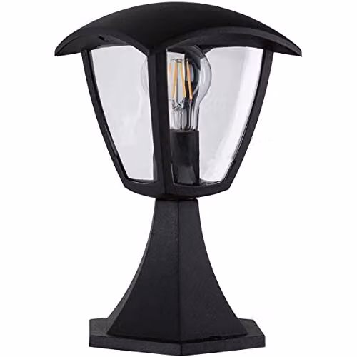 CGC Lighting Black Outdoor Coach Lantern Post Bollard Light with Transparent Glass and Aluminium Body – 2
