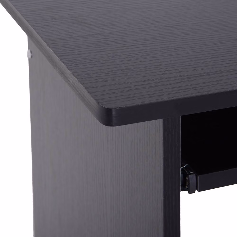 STILVORA Modern Computer Desk with Keyboard Tray and Shelves in Black – 8