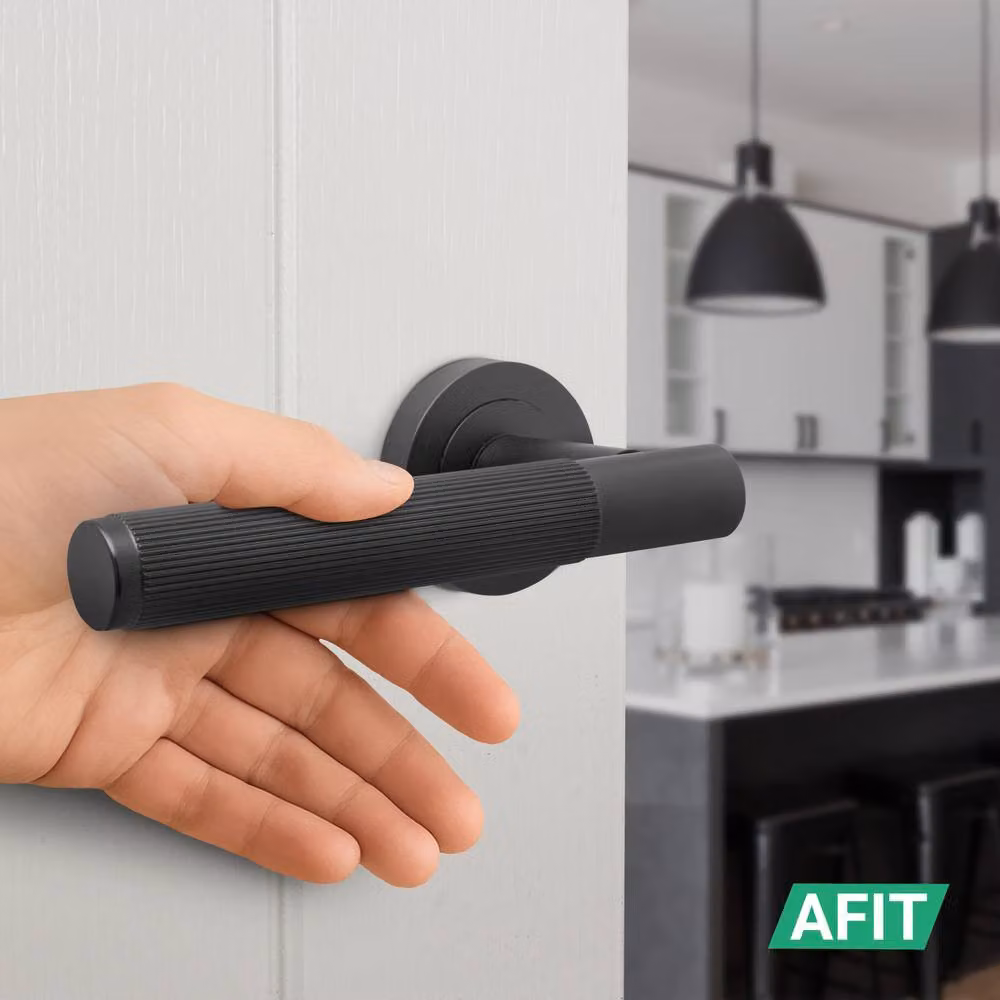 AFIT Matt Black Aluminium Door Handle Latch and Hinge Set, 4 Pack, W: 15.0 cm, H: 15.0 cm – 5