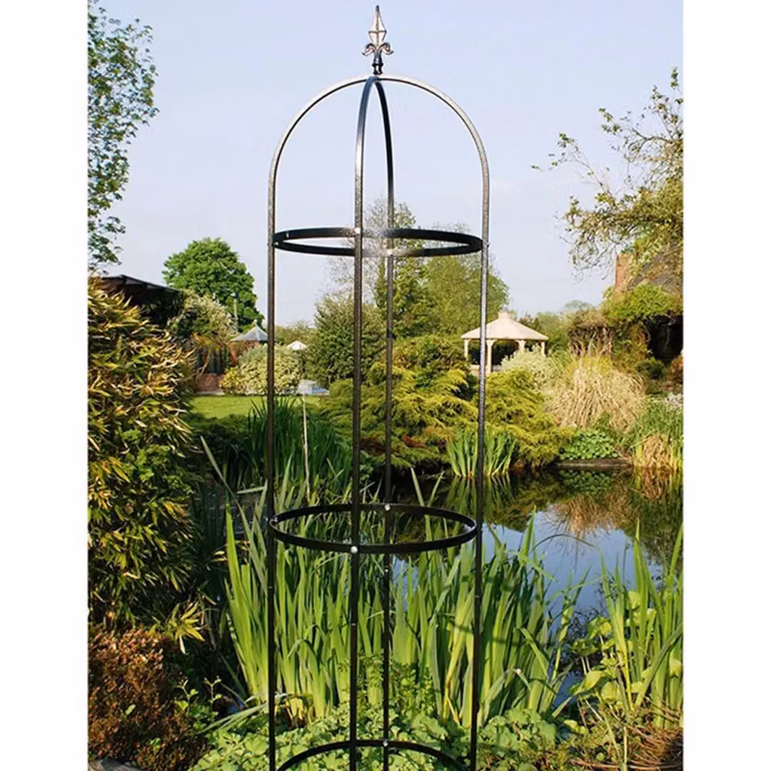 Poppyforge Traditional Tower Garden Obelisk Plant Support, Black Steel, Height: 182.9 cm – 2