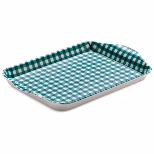 Zeal Mini Melamine Serving Tray with Handles, Green, W: 18 cm, D: 14 cm