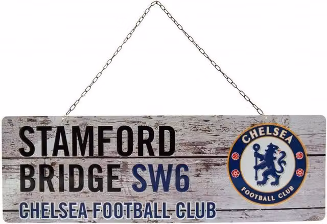 Chelsea FC Rustic Metal Hanging Plaque, White, W/H: 40 x 18 cm – 1