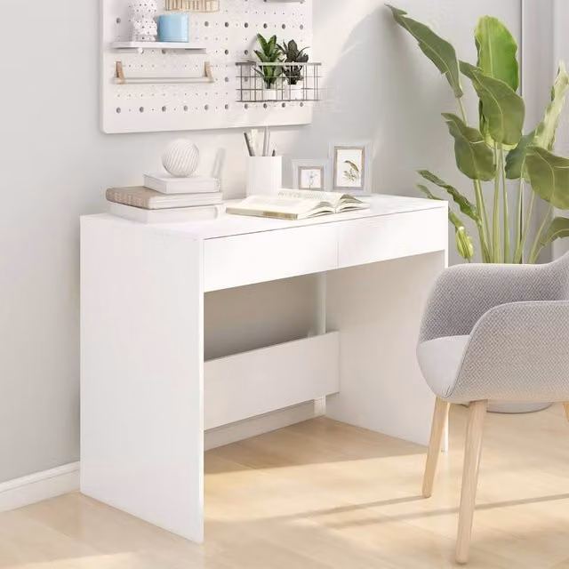 Berkfield Home White Writing Desk, W/D/H: 101 x 50 x 76.5 cm