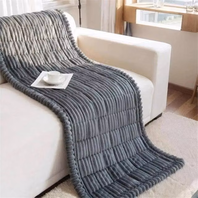 Nordara Thick Corduroy Sofa Cover and Cushion Protector in Grey, W: 130 cm x D: 170 cm – 1