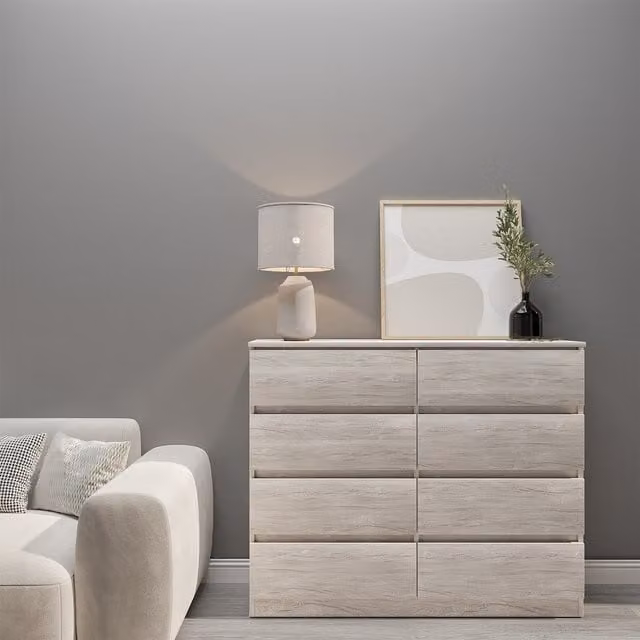 Seconique Malvern 8 Drawer Chest in White and Grey