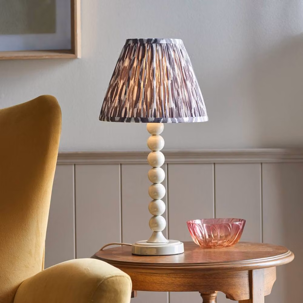 Netlighting Higgledy Table Lamp in White with Grey Fabric Shade, Diameter: 25 cm – 2