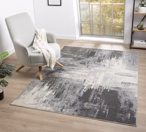 Desire Rugs Obsidian Abstract Modern Grey Area Rug, W: 120 cm, L: 170 cm – 1