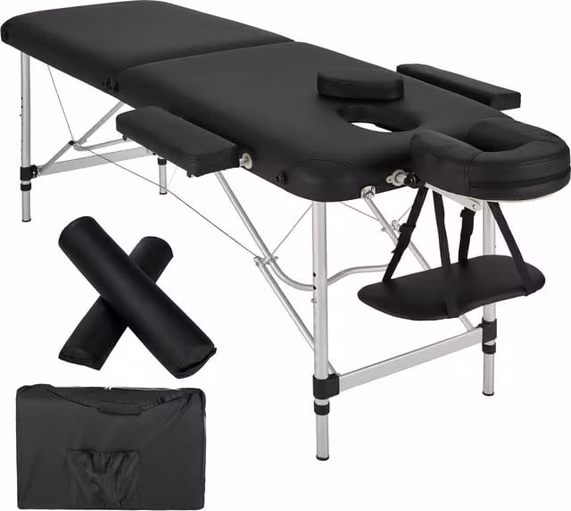 tectake 2-Zone Massage Table Set in Black