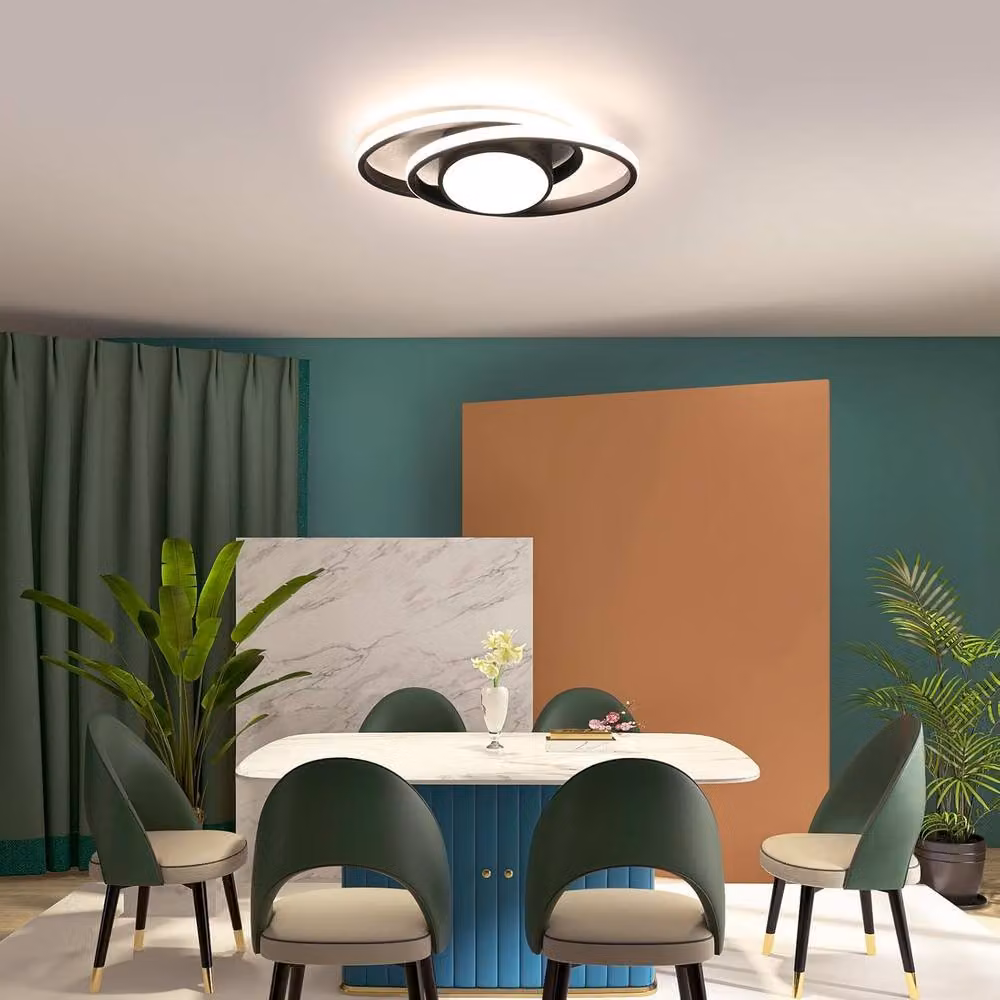 COMELY 39W Round LED Ceiling Light with Remote Control, Black – 3