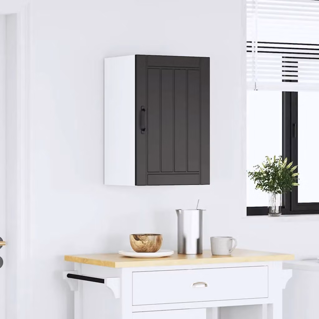 Berkfield Home Lucca Black Matt Kitchen Wall Cabinet with Glass Doors – 2