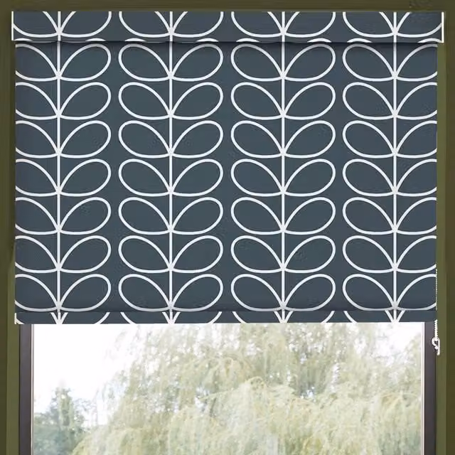 Orla Kiely Jumbo Linear Stem Translucent Made to Measure Roller Blind in Marine Blue