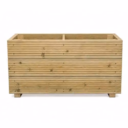 Cutncraft Designs Large Solid Wooden Patio Planter Herb Trough in Brown, Height: 47 cm – 1