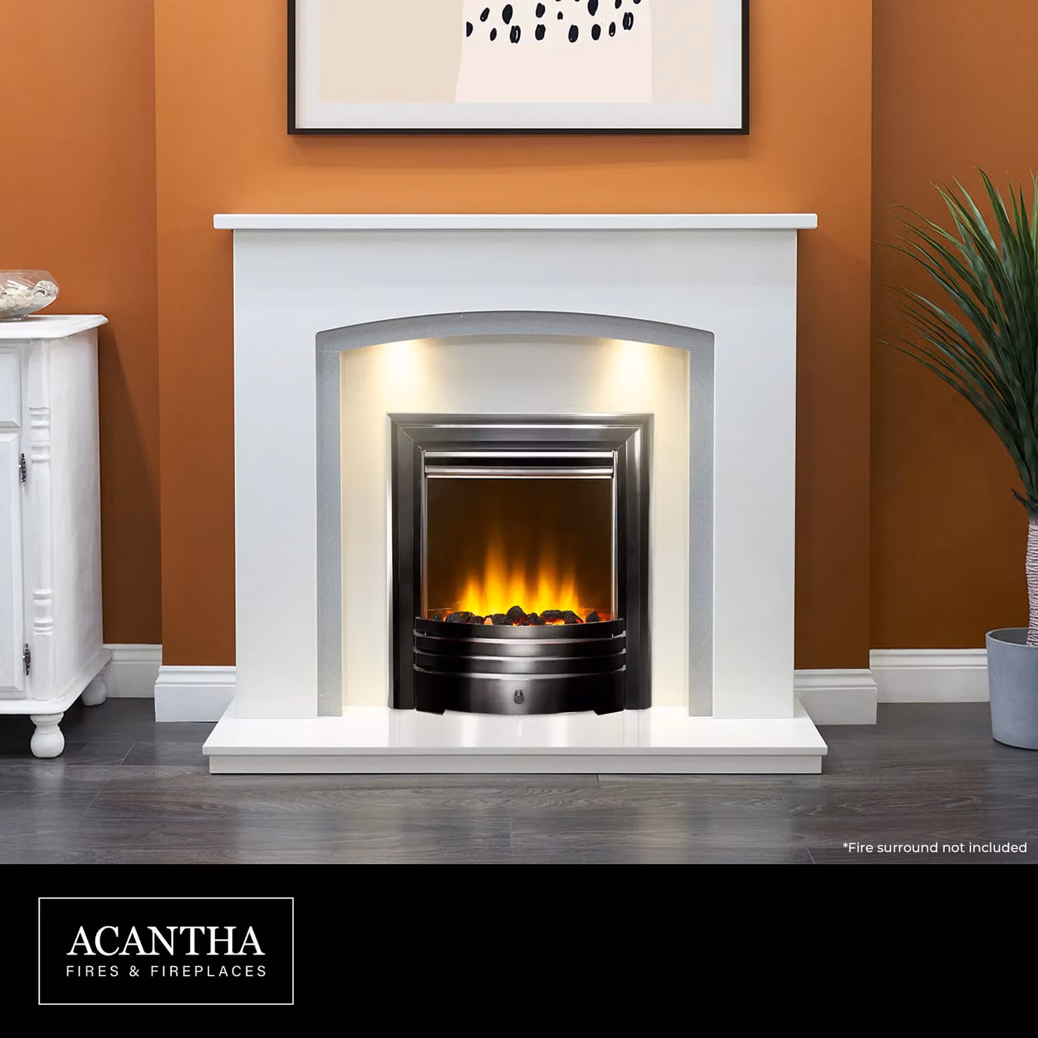 Acantha Fires & Fireplaces Amara Coal Electric Fire in Black Nickel with Remote Control – 2