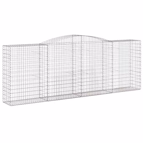 vidaXL Arched Gabion Baskets, 4 Pieces, Galvanised Steel, Silver and Red, W: 400 cm, D: 50 cm, H: 140-160 cm