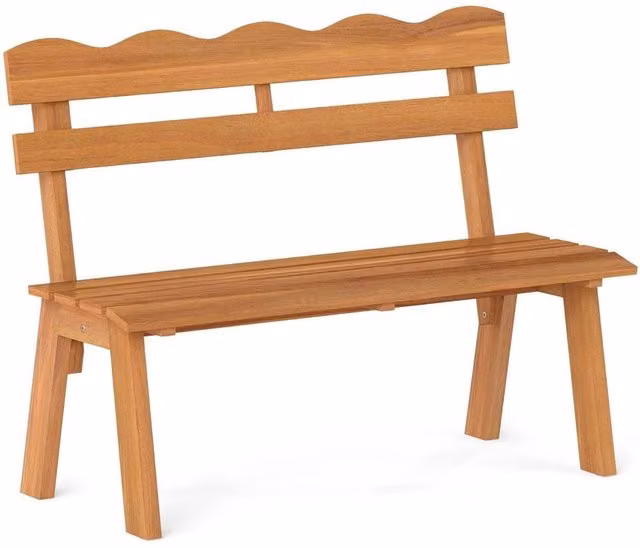 VOGREX Acacia Wood Garden Bench with Ergo Backrest in Brown and Sand
