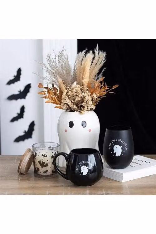 KDMD Keep Your Spirits Up Rounded Ghost Mug in Black Ceramic – 5