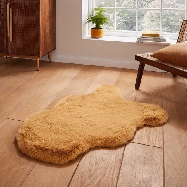 Terrys Yellow Rectangular Polyester Easy Care Rug W: 60 cm, D: 60 cm, H: 1 cm