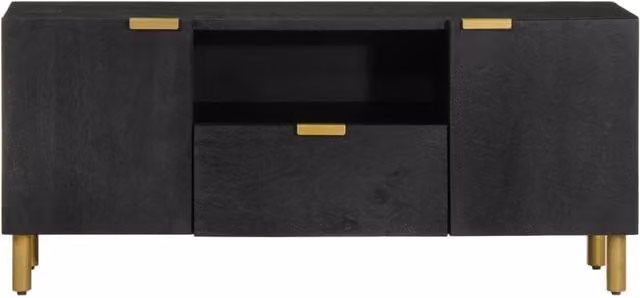Berkfield Home Modern Black TV Cabinet in Engineered Wood W/D/H: 105 x 33 x 46 cm – 1