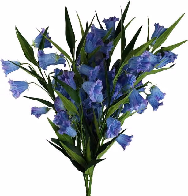 Blue Trumpet Artificial Flower Stems with Textile Leaves