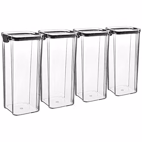 Argon Tableware Pack of 4 Airtight Food Storage Containers, 1.8 l, Black and Transparent, Stackable, Leakproof and BPA Free with Clip Lids – 1