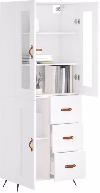 Berkfield Home White Highboard with Internal Shelves and Doors W/D/H: 69.5 x 34 x 180 cm – 1