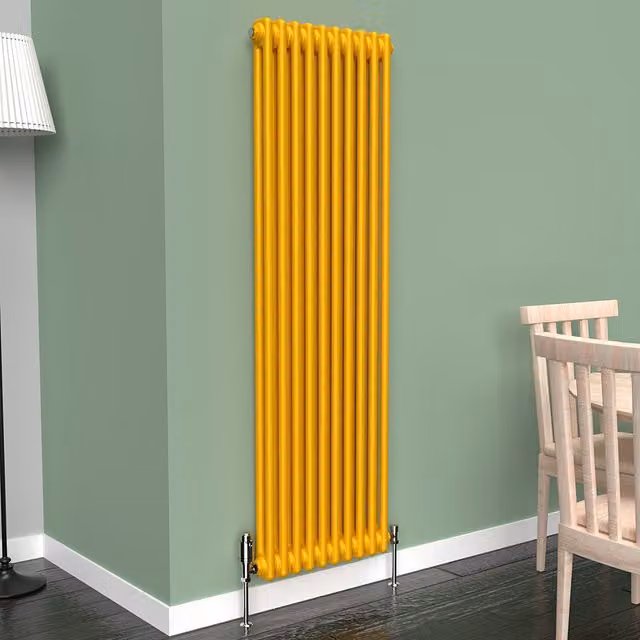 Lux Heat Vertical Coloured Column Radiator in Sunflower Yellow, H 150 cm x W 47 cm