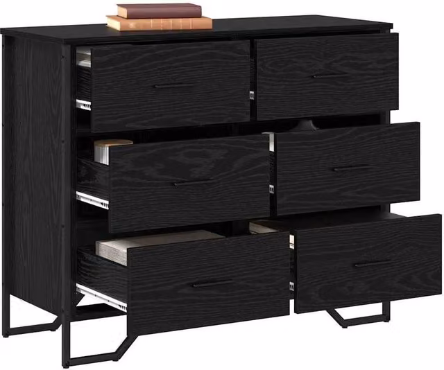 Berkfield Home Modern Chest of Drawers in Black Oak, W/D/H: 91 x 35.5 x 74.5 cm – 1